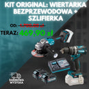 ORYGINALNY ZESTAW: WIERTARKA BEZPRZEWODOWA + SZLIFIERKA O DUŻEJ UDARZE + 26 AKCESORIOW+ 2 BATERIE